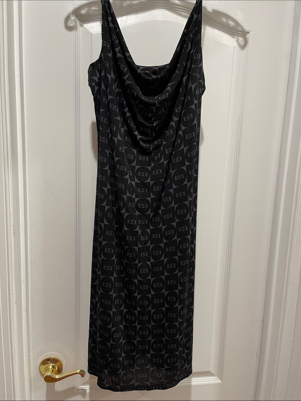 bebe Black Cowl-Neck Midi Slip Dress